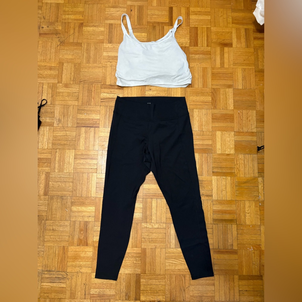 Black Leggings and White Tank Top Set